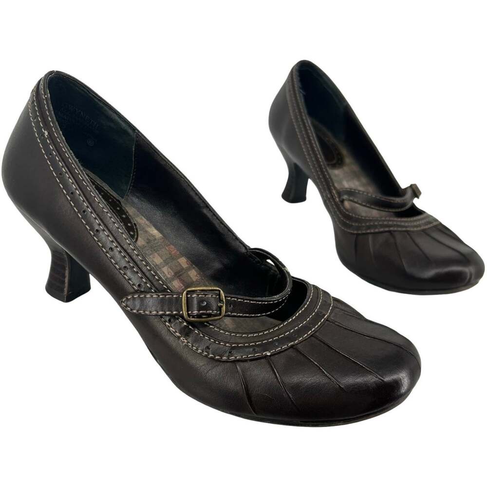 Vintage y2k Women's Brown Mudd Gwyneth Strappy Mary Jane Heel Pumps Sz 6.5M